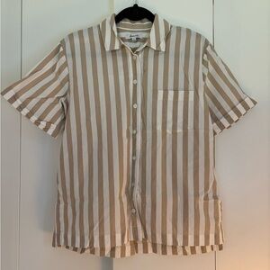 Striped Tan and White Womens Shirt